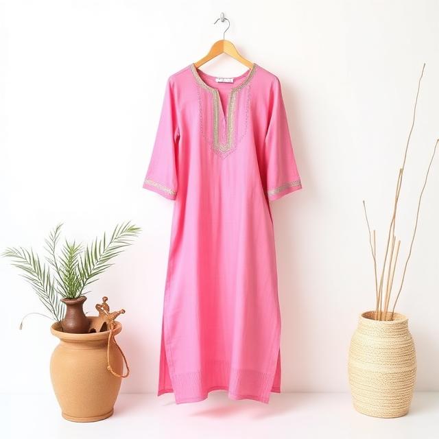 Pink Cotton Kurta